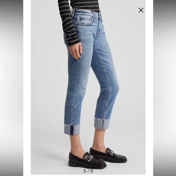 Rag & Bone Dre Slim Boyfriend Jeans Raw Hem Cuffed Mid rise Low Rise Dora 29 - Picture 5 of 16